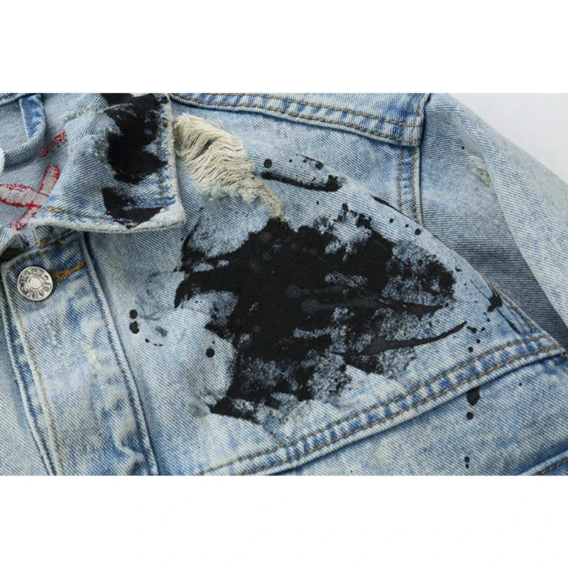DARK ICON Graffiti Appliques Hip Hop Jeans Jacket Men 2019 Autumn Washing Material Denim Jackets for Men Casual Jackets