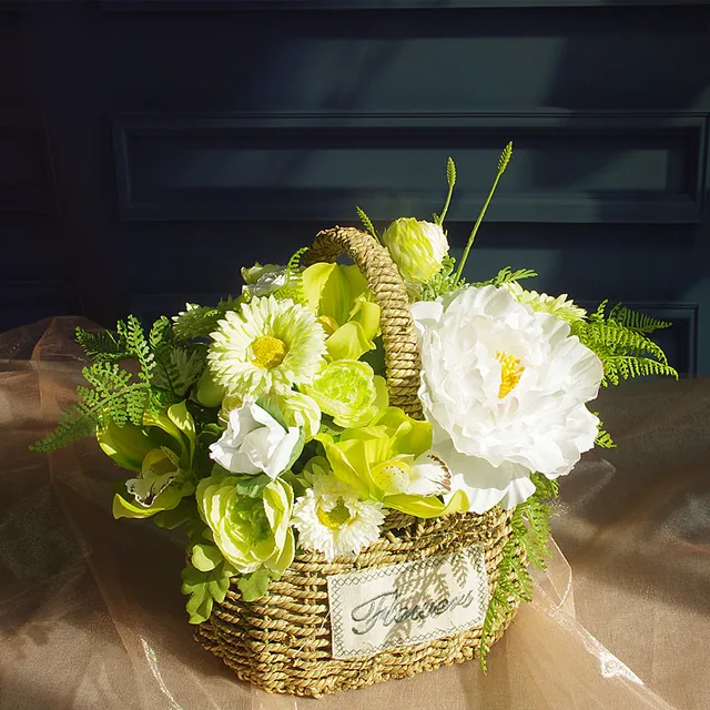 exclusive sales green flower basket flower arrangement gift bouquet