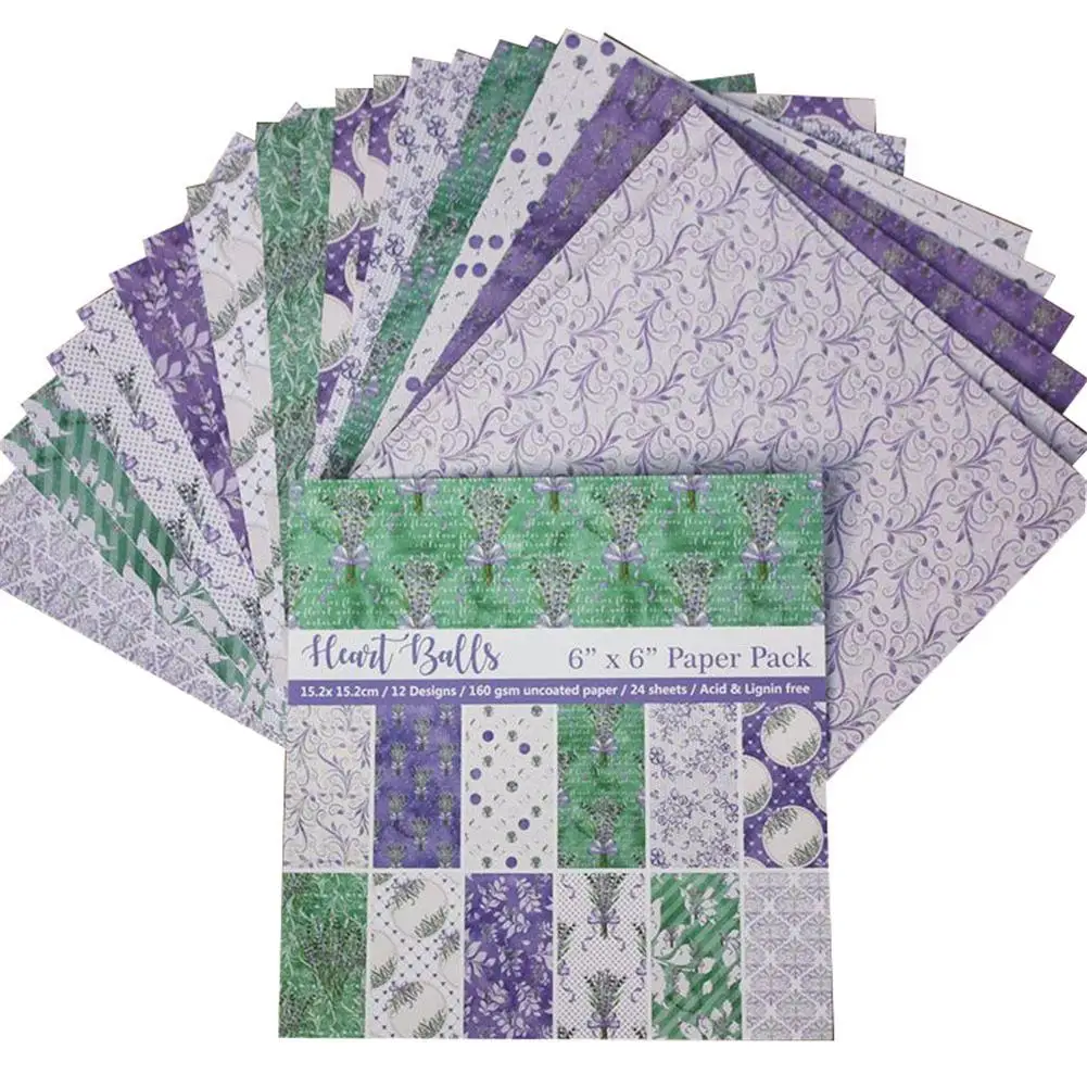 

24PCS DIY Album Scrapbooking Planner Card Making Background Paper 6 Inch Single-Sided Printing Pattern Paper