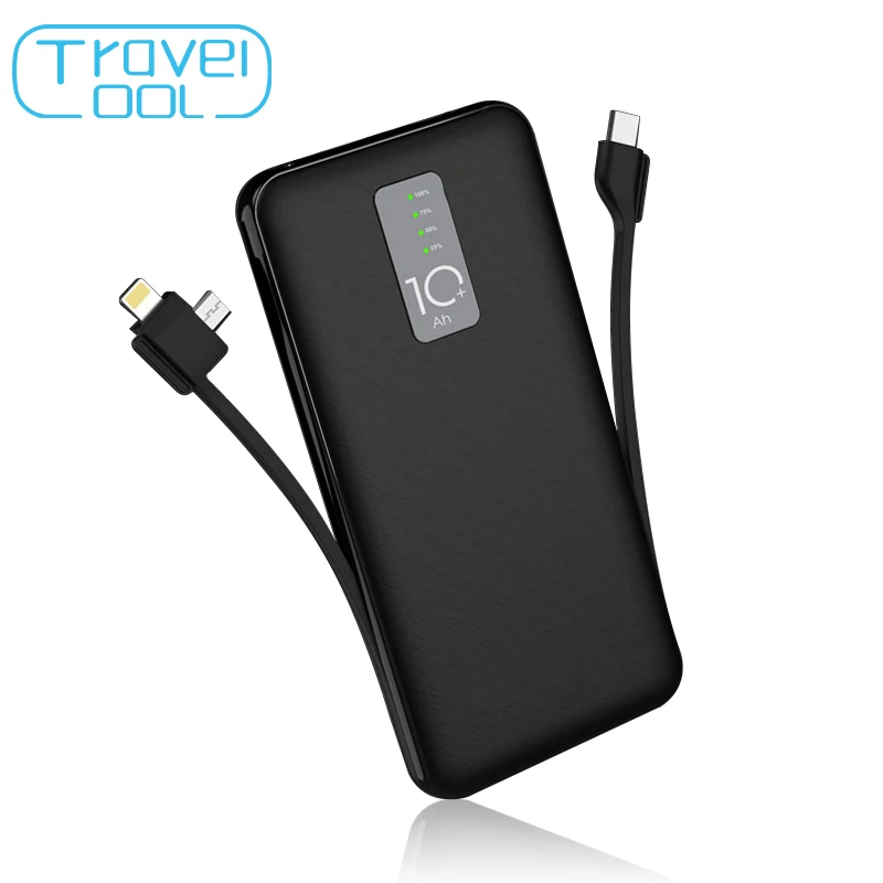 

Cager 10000mAh Power Bank 3A with Cable External Battery for iphone Samsung USB Type C Input with Charging Cable Powerbank