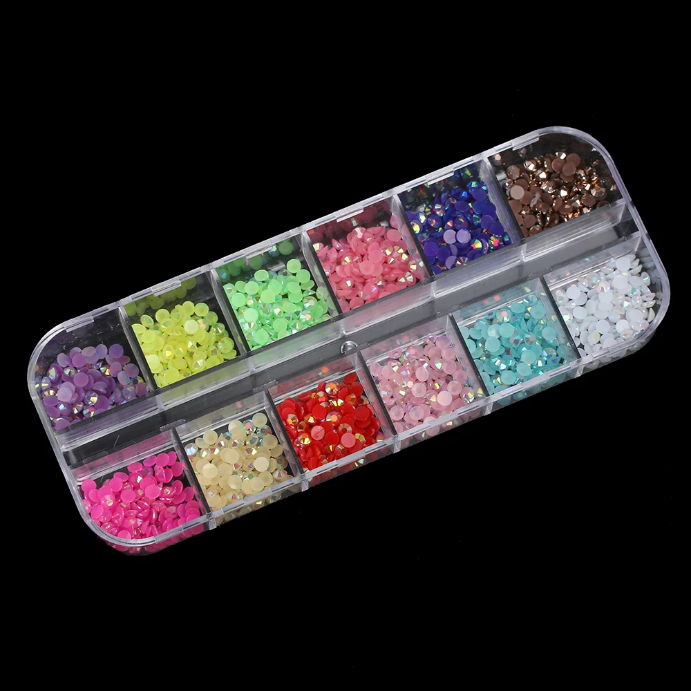 1PC 2mm 3D Gems Nail Art Rhinestones Silver Mix Round Teardrop Heart