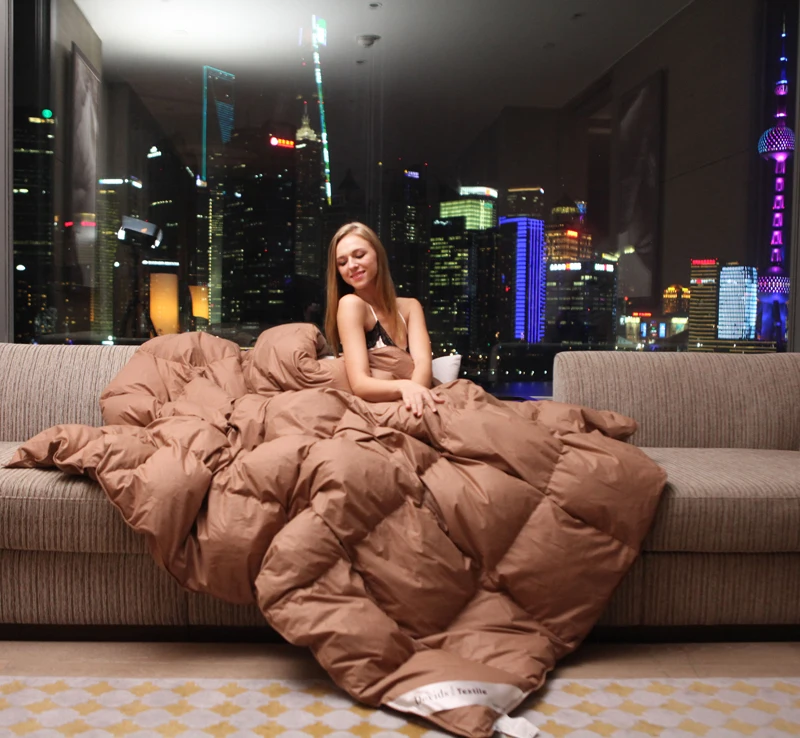 Роскошный 98% утка Подпушка одеяло хлопок крышки Стёганое одеяло Queen Размеры duvet постельное белье Комплект великолепный Топ Класс отелей по всему миру постельные принадлежности
