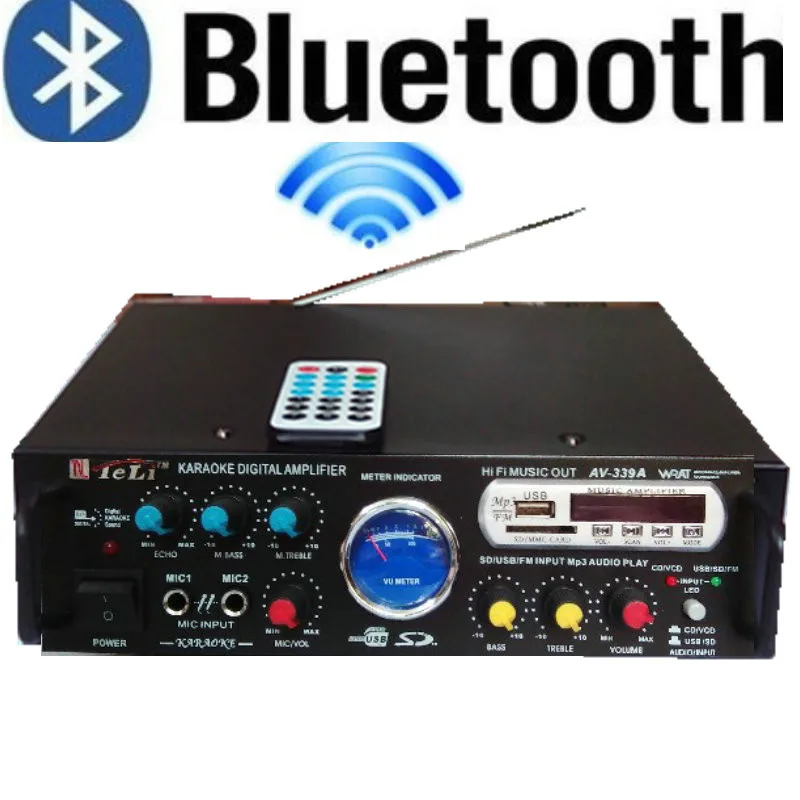 2 канальный домашний цифровой Bluetooth усилитель для караоке 220 В переменного тока