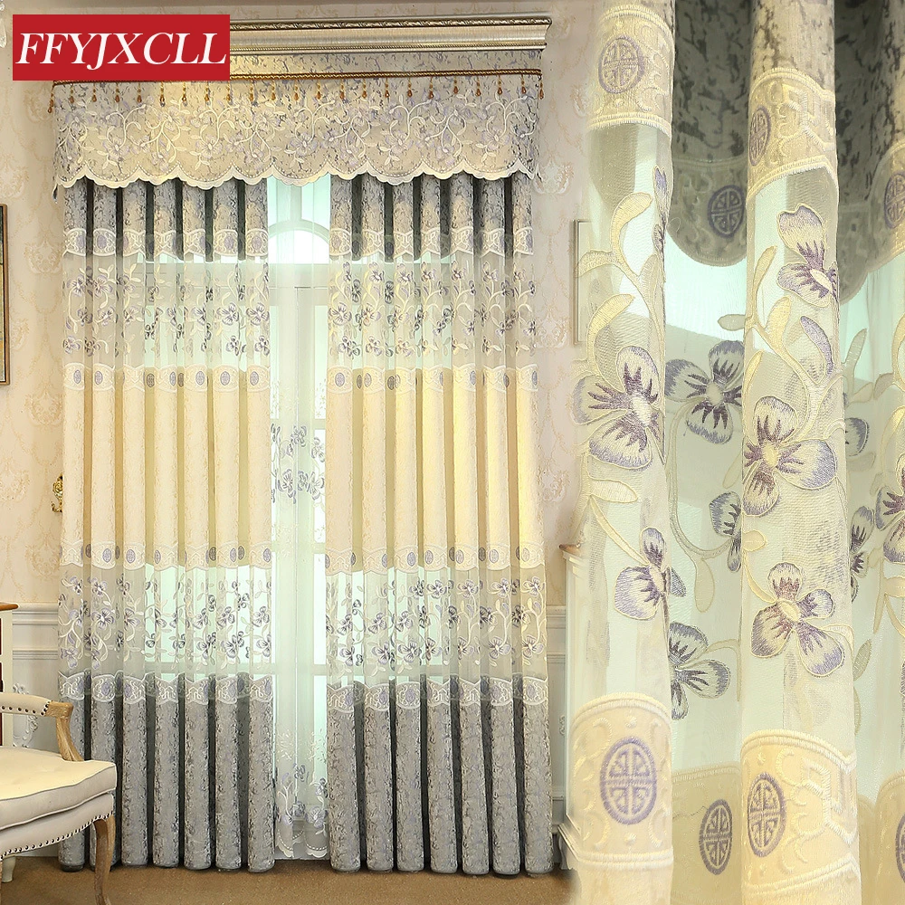 

Europe Hot Sales Embroidered Curtains For living Room Bedroom Kitchen Tulle Curtains Window Treatment Drapes Home Decor