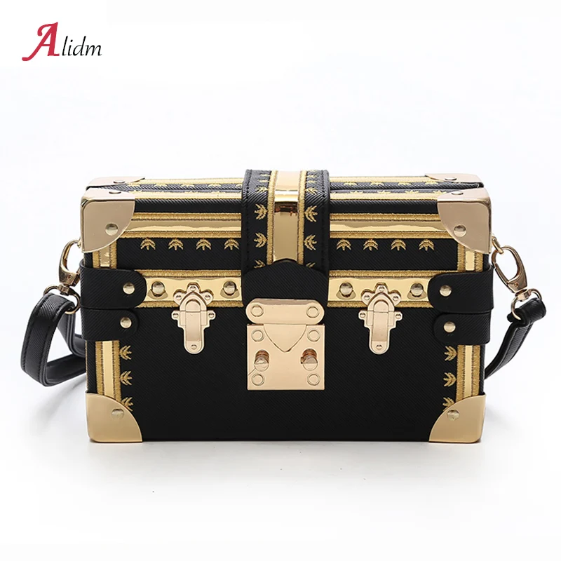 

Fashion Box Luxury Handbags Women Bags Designer Embroidery Women Messenger Bags Small Sequined Shoulder Bags Girls Lock 2019