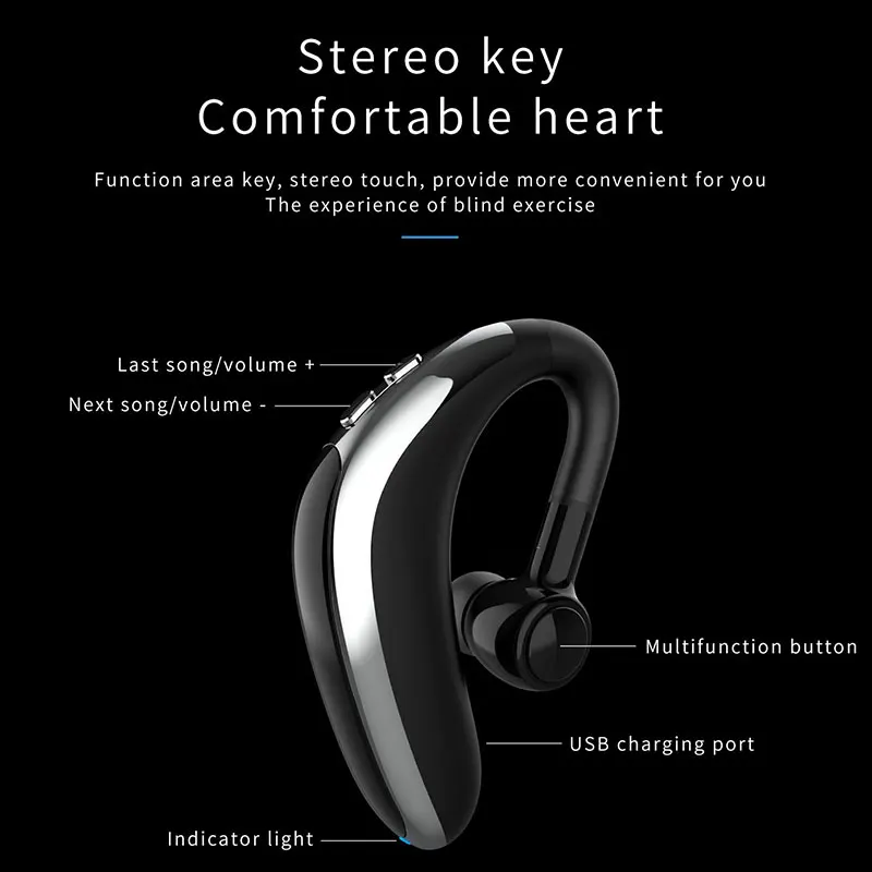 Беспроводные стереонаушники с Bluetooth наушники затычки микрофон ушной крючок 5 0