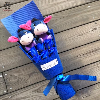 

BOLAFYNIA Plush Toys donkey Soft Stuffed Animal Dolls Plush bouquets For Valentine's Day Christmas gifts
