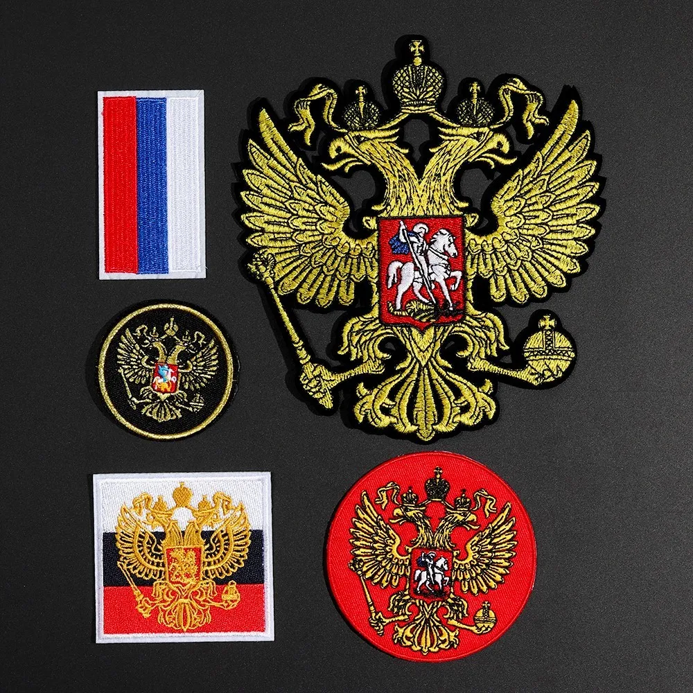 Изысканная вышивка русские нашивки с флагами для куртки жилет на заднюю часть