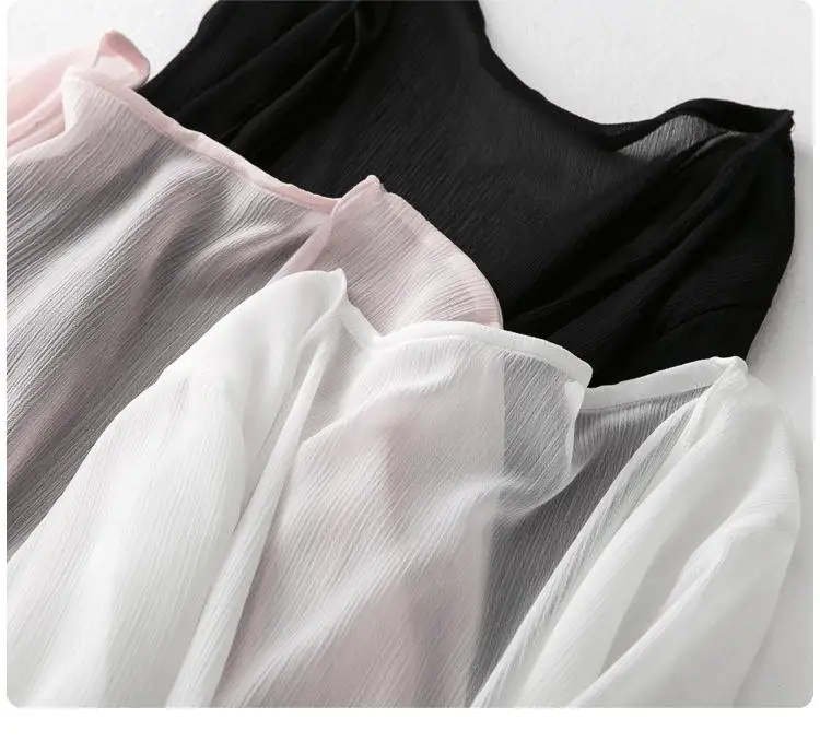 Rylanguage летняя шифоновая блузка розовый кардиган Солнцезащитная одежда Длинная блузка Пляжная белая Женская мода Топы Feminino