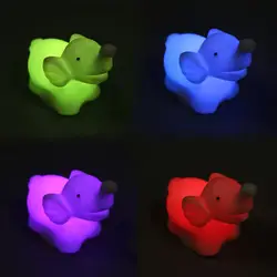 1 шт. мини 7 цветов Изменение слон светодиодный ночник лампа с батареей вечерние Декор отличный подарок для детей
