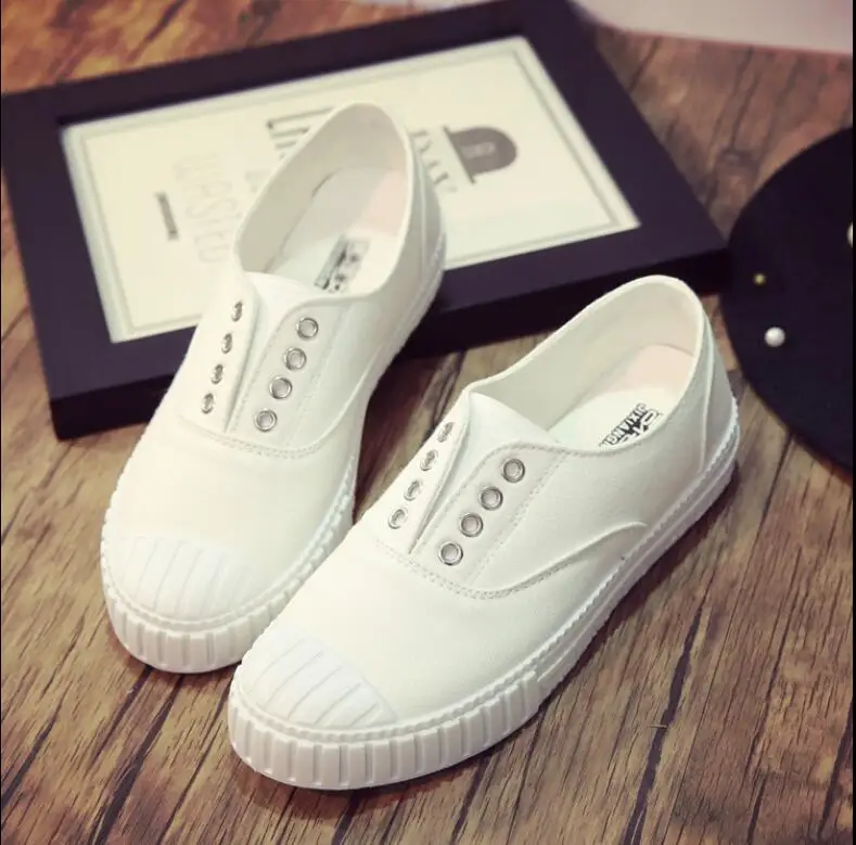 

Canvas Shoes Flat With Female Lazy Shoes solid Casual Shoes Young Girls Students woman shoe white black 35-39