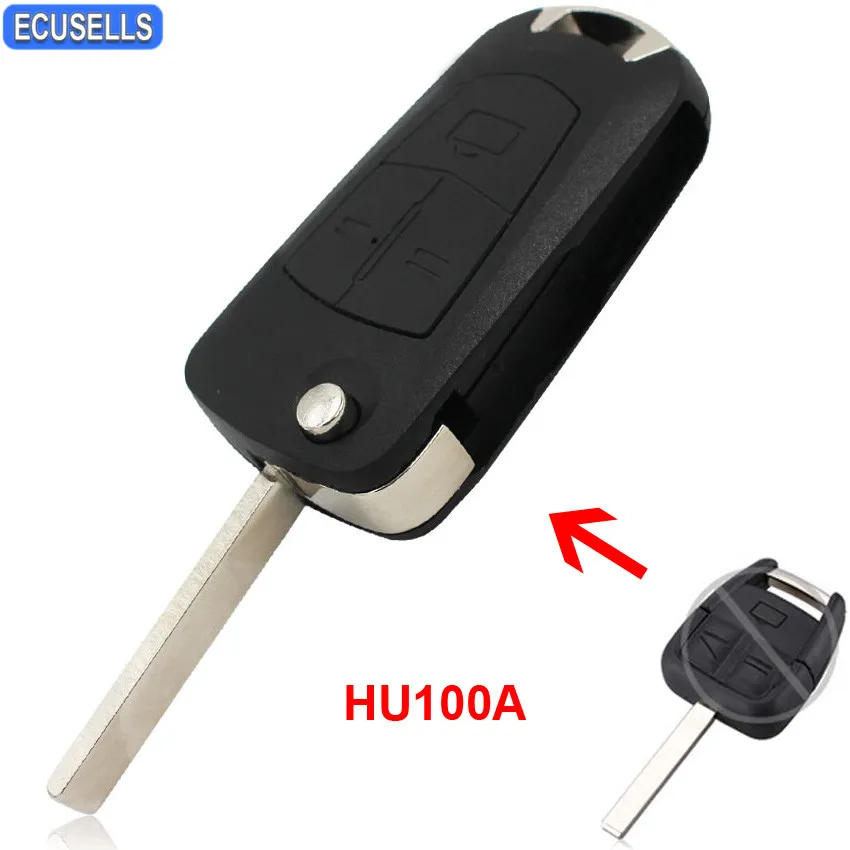 

3 Button New Replacement Modified Flip Remote Key Shell Case Folding Car Key Housing Cover for Opel Uncut Blank HU100A Blade