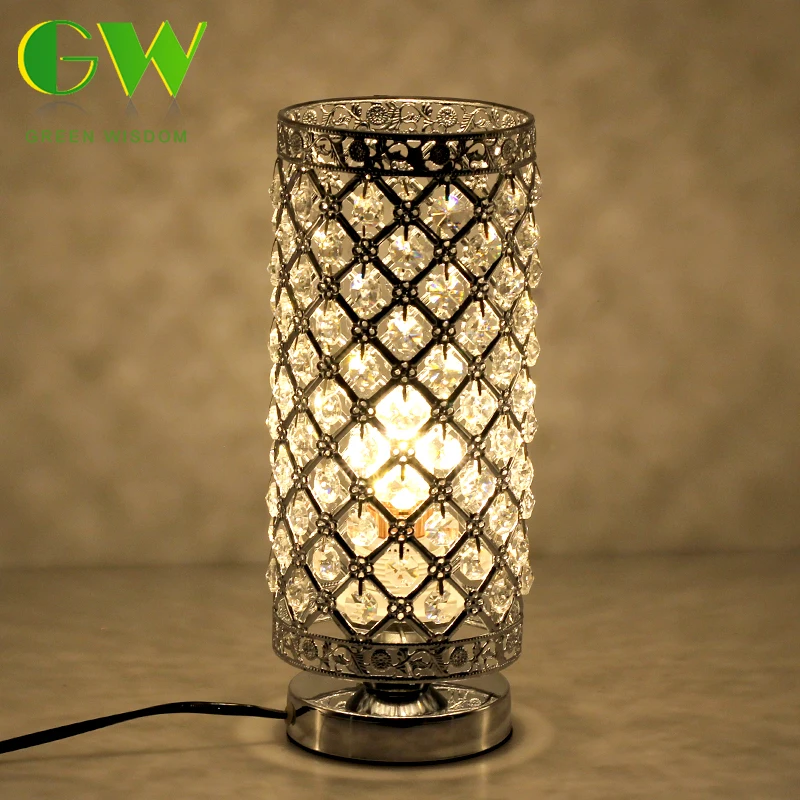 

Modern K9 Crystal Table Lamps for Home Bedside Bedroom Silver Gold Night Light With Free E27 LED Bulb