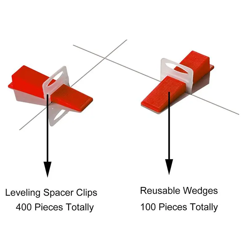 Система выравнивания плитки, разделители для выравнивания плитки Diy 400 шт. выравнивающие разделительные зажимы и 100 шт. многоразовые клинья