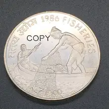 Great India Republic 1986 100 Rupees Fisheries Brass Nickel Plated Replica Coin Can Choose The Different Years