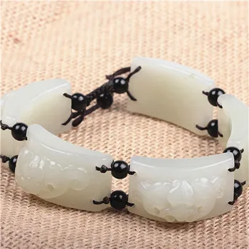 

Natural Hetian jade natural jade bracelet Homeplan men and women with a certificate bracelet