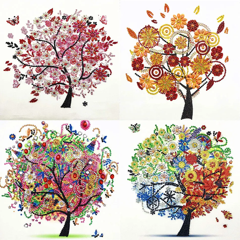 

Sashiko Diamond Embroidery Winter Flower Tree Special Shaped Diamond Painting Needlework Rhinestone 5d Drill Crystal Painting