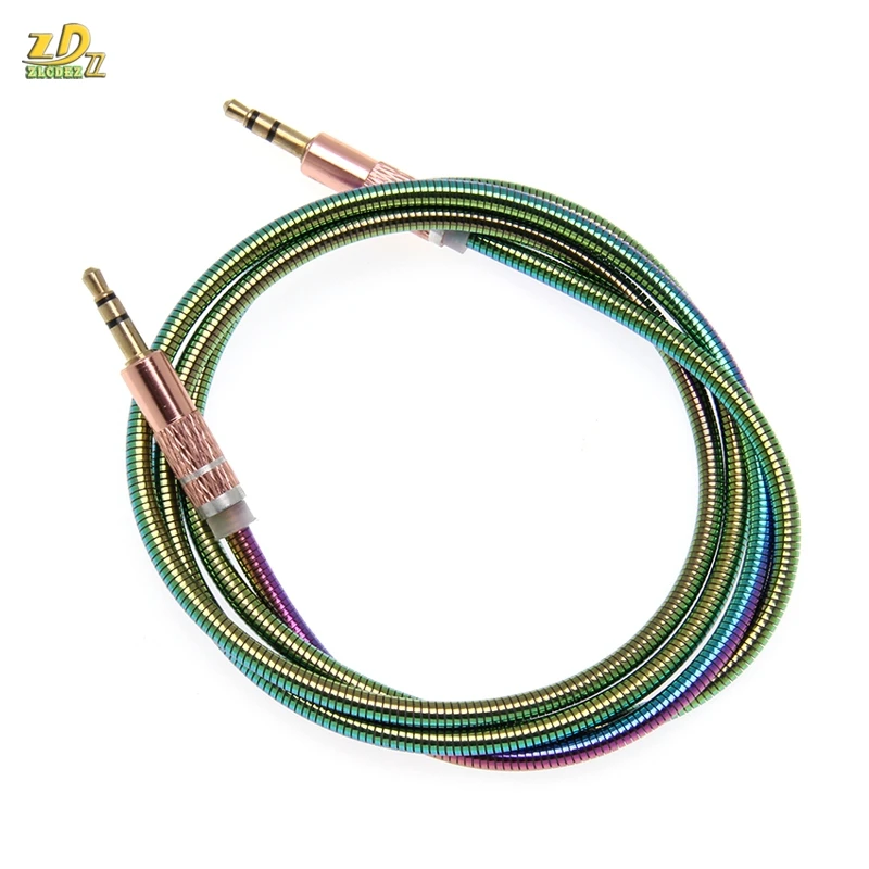 Discolored ring matel ring Rainbow Gradation color AUX Cable Jack 3 5 Audio Cable Speaker Cable for Headphone Car AUX Cord 50pcs