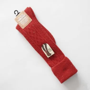 Для женщин ниже гетры чулки с эластичным бортом, непрозрачные теплая шерстяная крученая вязка гольфы для Лидер продаж для девочек - Цвет: red