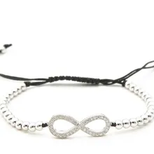 Золото Серебро Микро-паве cz кубический цирконий веревка отрегулированный браслет из медного бисера kh5 восемь Шарм плетеные браслеты ювелирные изделия для женщин