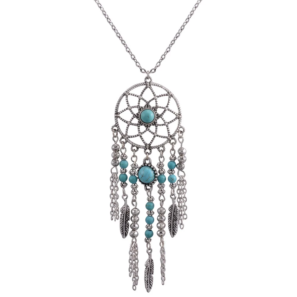 Collier Femme Plume Dreamcatcher Native American Fringe Necklace Collier attrape reve Colares Boho Chic Collana Acchiappasogni