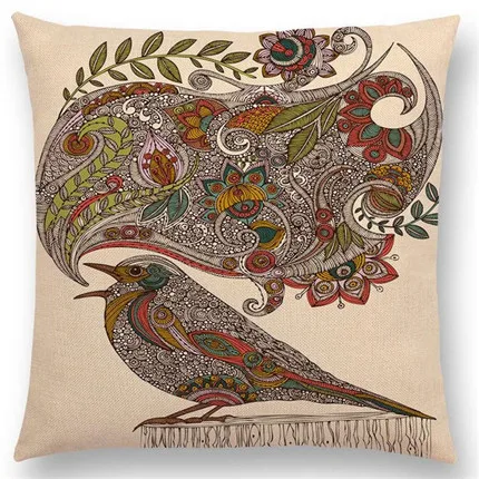 Новейшая богемная наволочка с цветочным узором для дивана, перьев, фрисовых птиц, цветов, колибри, павлина, подушка с изображением попугая