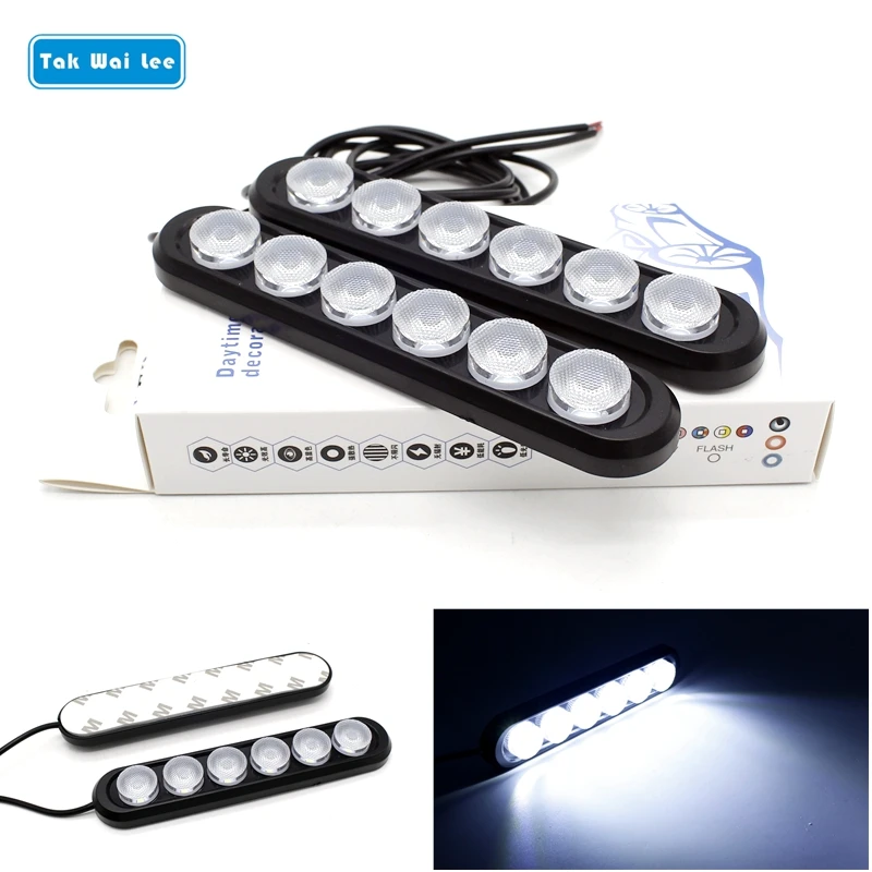 

Tak Wai Lee 2X 6 LEDs 14.5CM LED Daytime Running Lights Bar DC12V Waterproof DRL Car Styling Day Lamp Front Fog Light With Stick