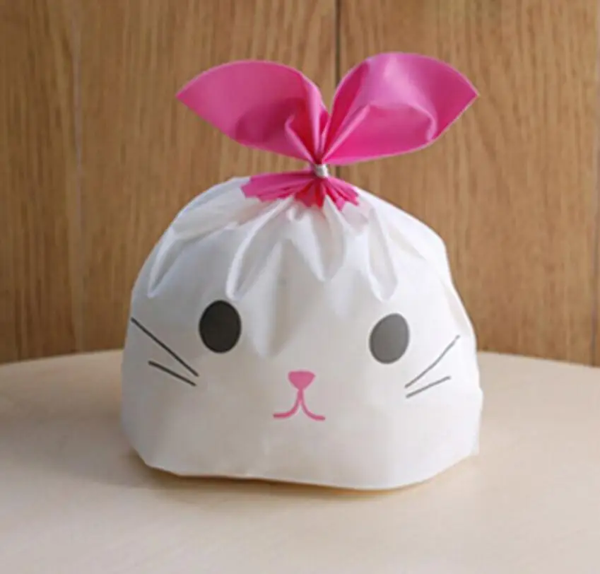 

50 Pcs Party Cute Kitten Plastic Bag Wedding Biscuit Cookies Cake Candy Bags Packing For Party Food Decoration Happy Sale ap512