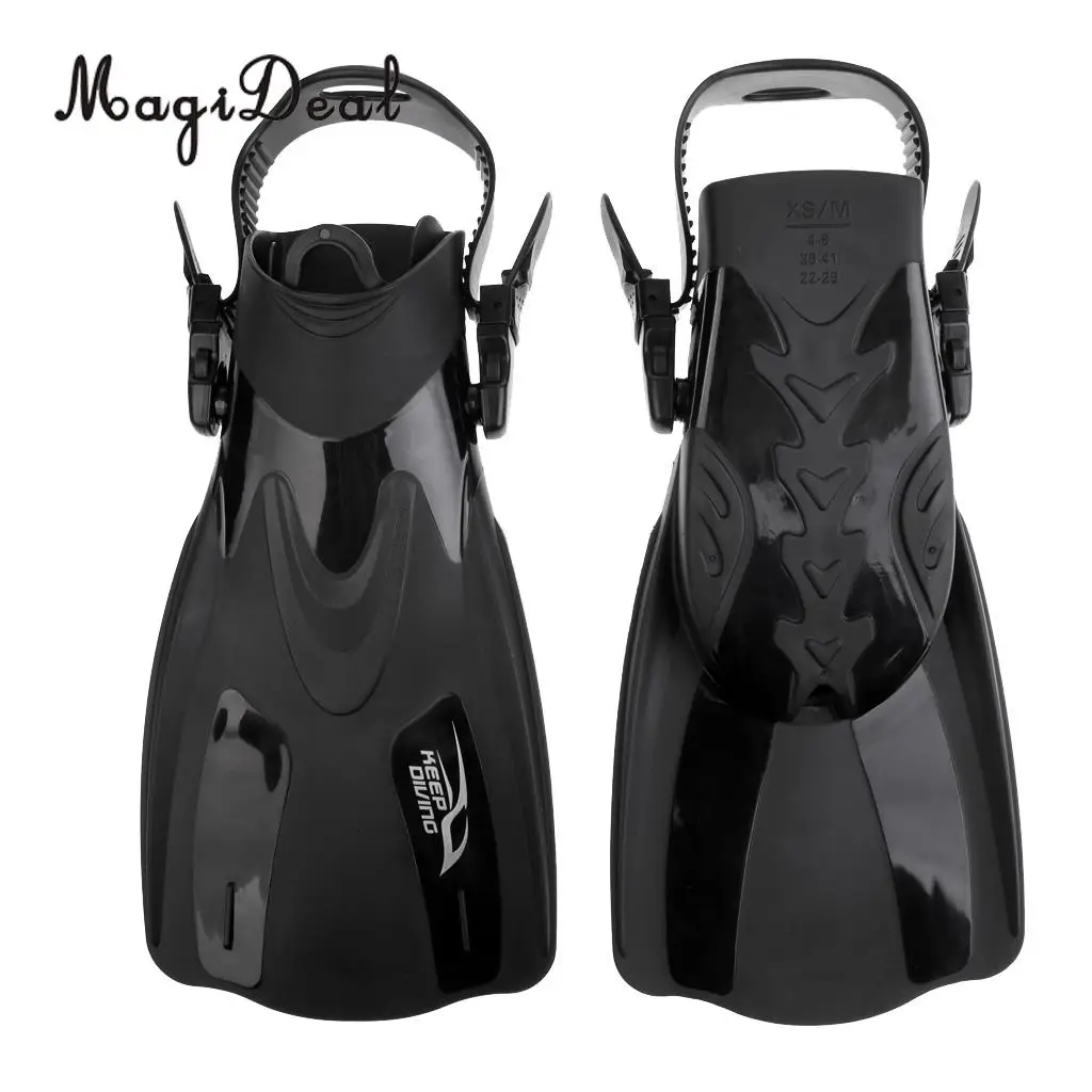 MagiDeal Swim Fins for Adult Adjustable Swimming Frog Shoes Rubber Professional Dive Team Open Diving Snorkeling Flippers Black