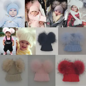 

New adorable Toddler infant Baby Girl Boy Winter Warm Crochet Knitting Hat ball Beanie Wool Caps