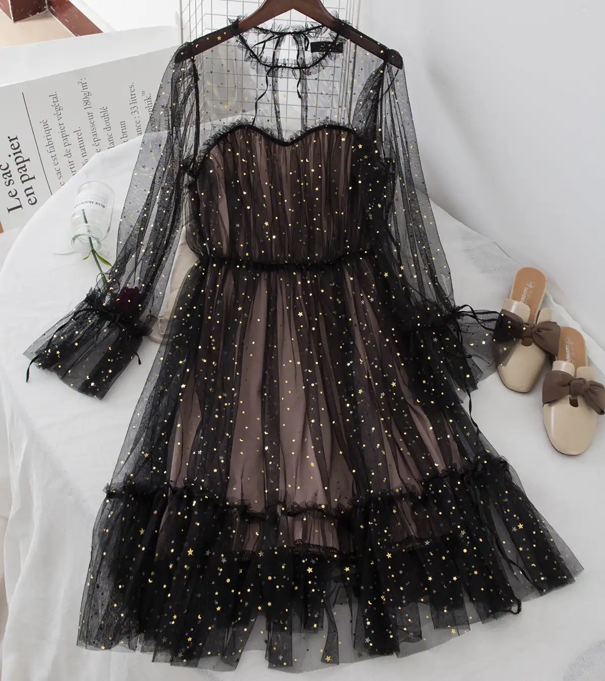 women's lace and tulle dress