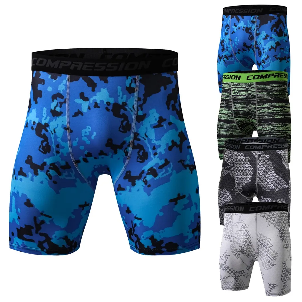 

Men's Running Fitness Jogging Tights Short Compression Elastic Quick Dry Print Gym Athletic Active Workout Man Leggings#7