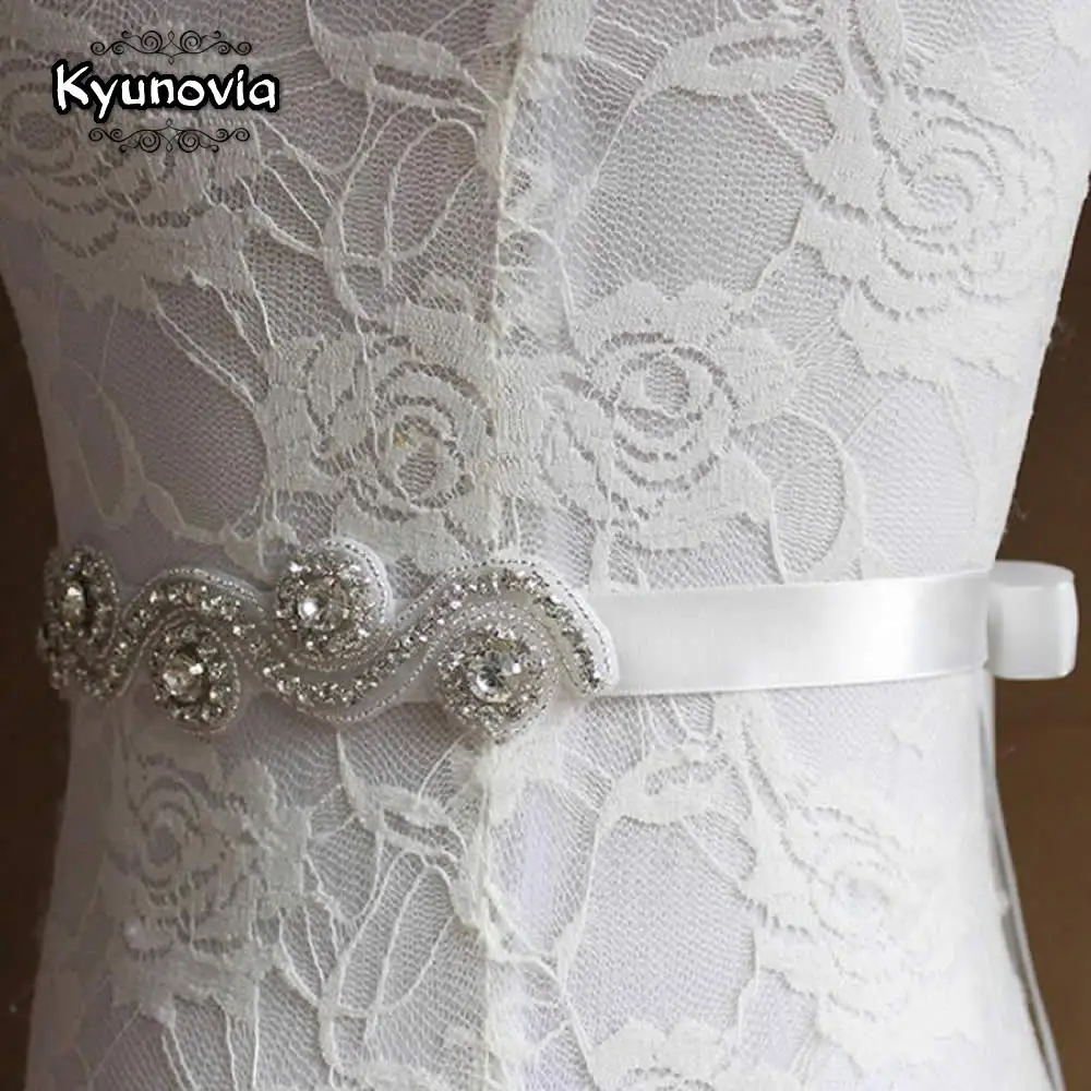 Свадебный пояс с кристаллами Kyunovia женский для свадебного платья и стразами