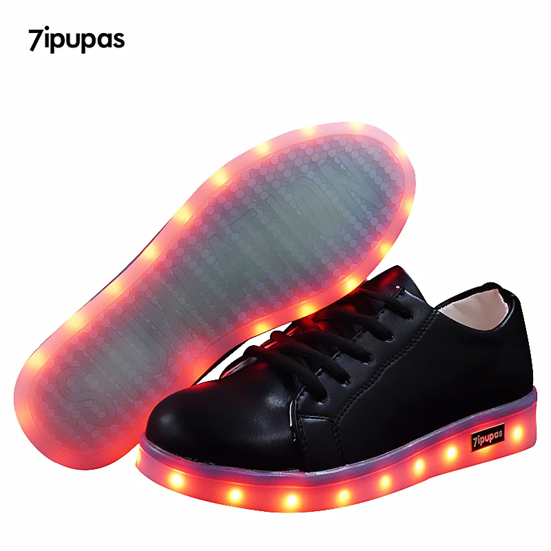 Led luminous sneakers girls boys casual children shoe Black glowing with recharge lights up simulation sole for kids neon basket