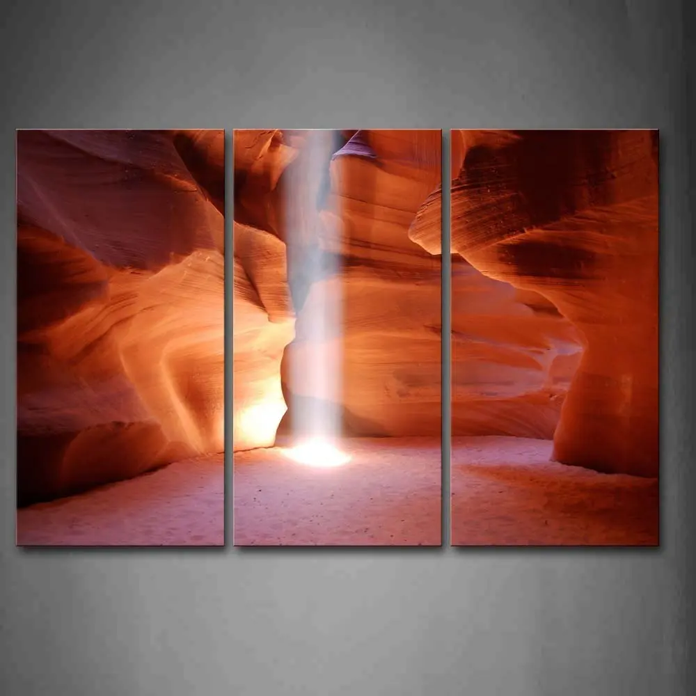 A Beam Of Light Falling Down In Antelope Canyon Wall Art Painting