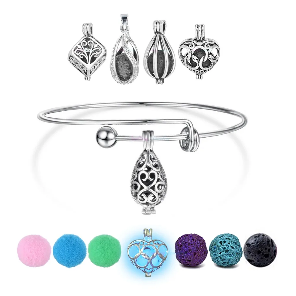 1pc Round Antique Vintage DIY Charm Aromatherapy Bracelets