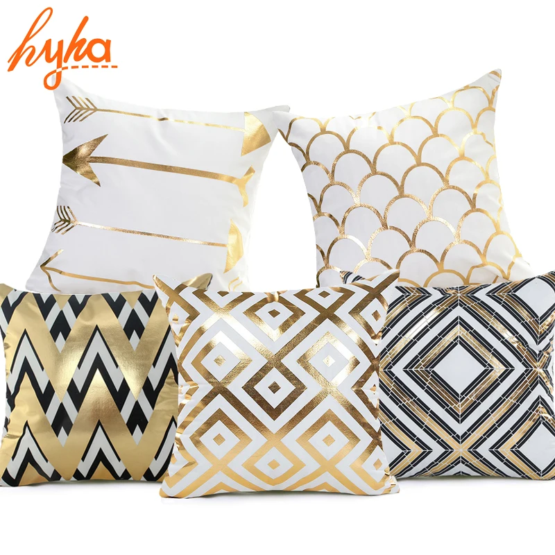 

Hyha Geometry Bronzing Cushion Cover Cotton Polyester Bohemian Printed Pineapple Tropical Home Decorative Pillows Cover