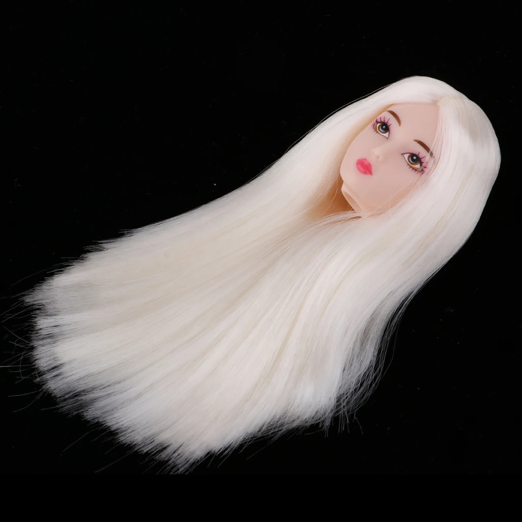 1/6 Female Action Figures BJD Head Sculpt White Hair Action Figure Head Wig DIY Custom for DOD SD DD Custom Parts Hair Accessory