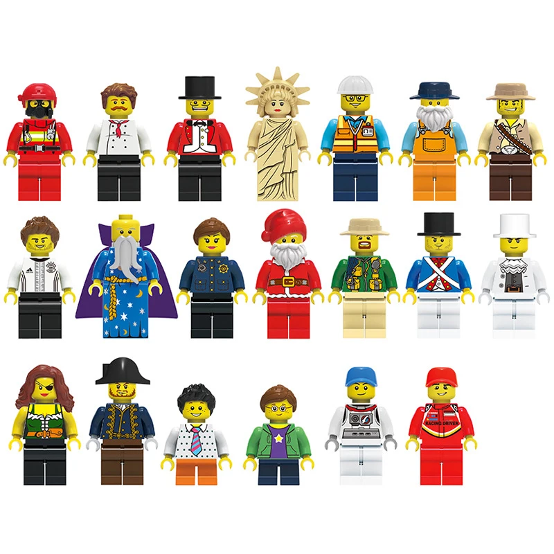 

20 pcs/lot Action Figures Building Blocks Duplo Figures Brick DIY Toys Compatible Legoed Police Soldier Occupations For Gift