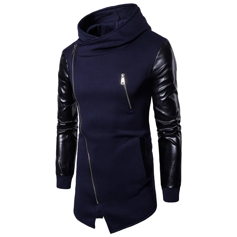Free Shipping Men's Casual Sleeve Splice Sweater Fashion irregular sweater Hoodie Large size High quality | Мужская одежда