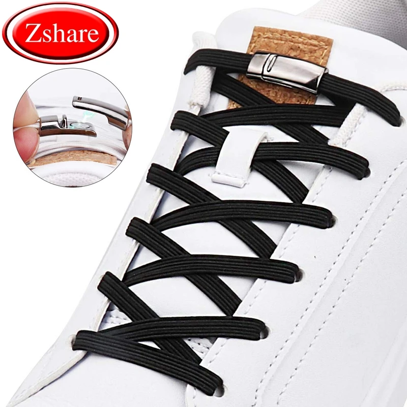 New 1 Second Quick Magnetic Shoelaces Elastic High Quality Flat Shoe laces No Tie Outdoor Leisure Sneakers Lazy laces