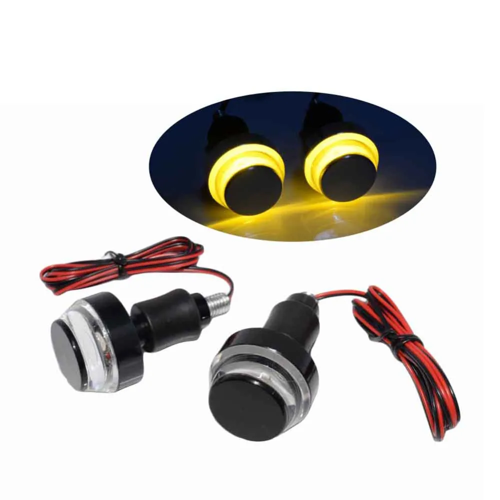 

1 PAIR CNC Motorcycle Amber LED Handle Bar End Indicator Grip Plug Turn Signal Light FOR 22mm Handlebar