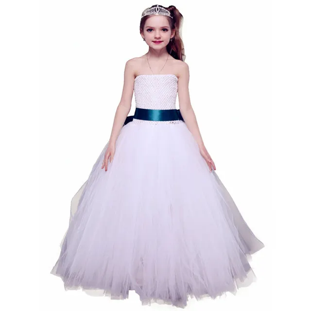 Putih Hitam Elegan Putri Tutu Gadis Gaun Pesta Bengkak Gadis