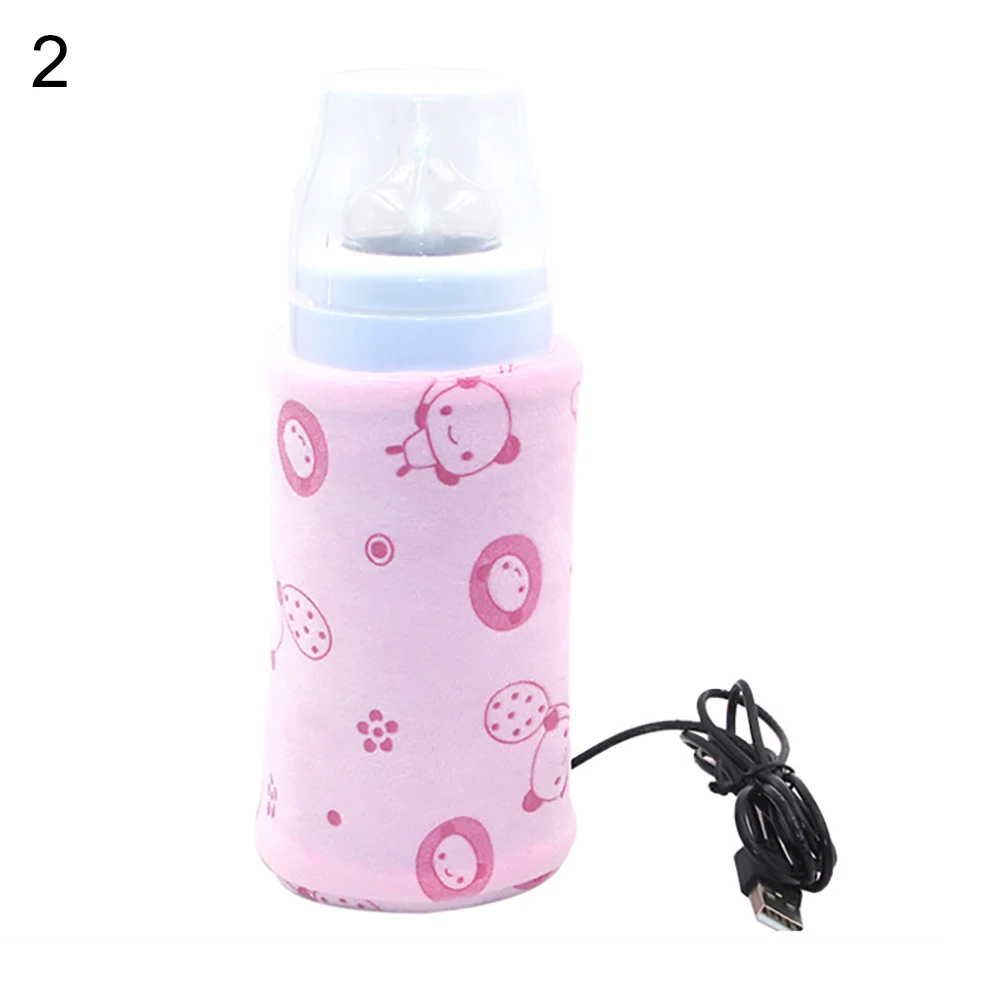 Портативный Электрический нагреватель для бутылок путешествия младенческой Питание Молоко крышка нагревателя usb-обогреватель - Цвет: Розовый