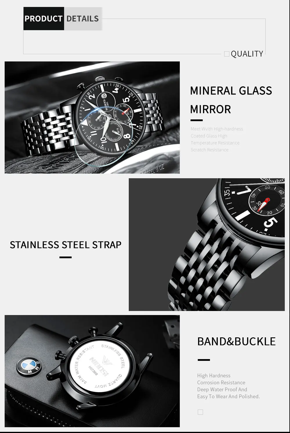 Rologios Masculinos NIBOSI Mens Watches Top Luxury Brand Mens Steel Bracelet Quartz Watch Analog Wristwatch Waterproof Saat (6)