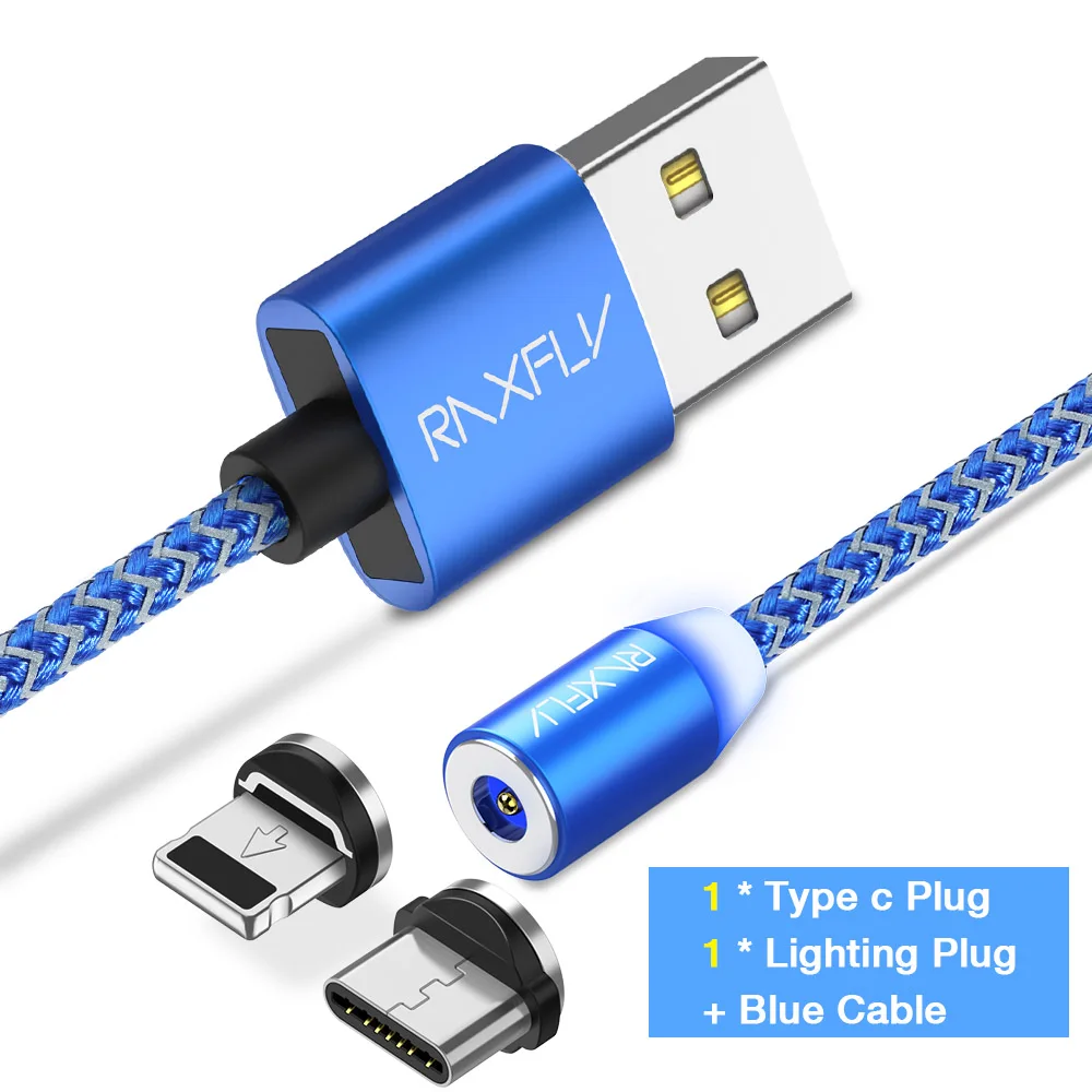 Blue Lighting Type C Raxfly Магнитная Зарядное устройство USB кабель для samsung A5 Магнит Micro кабель типа USB-C для iPhone 5 5S зарядки кабель Lightning/USB магнитная зарядка - Цвет: Blue Lighting Type C