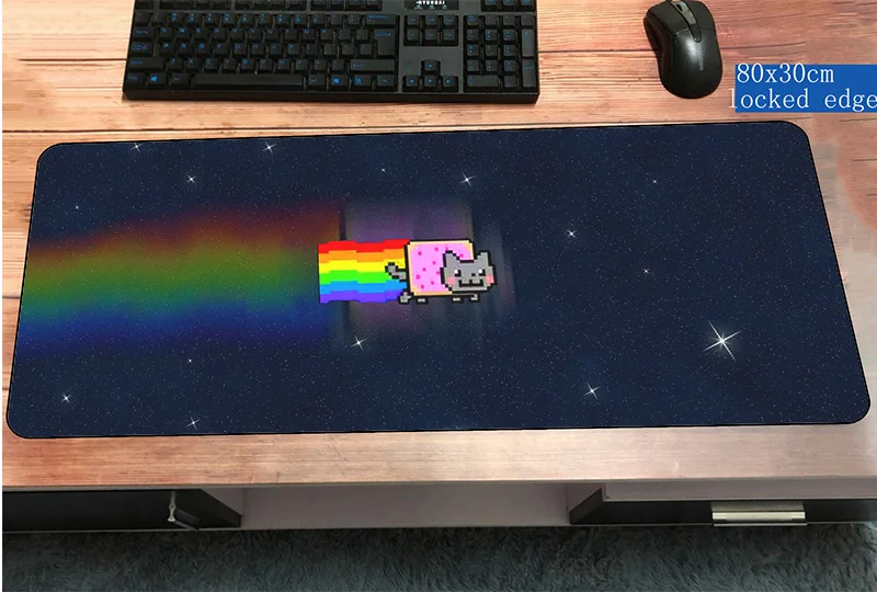 

nyan cat mouse pad 80x30cm gaming mousepad gamer mouse mat computer locked edge desk padmouse laptop large play mats