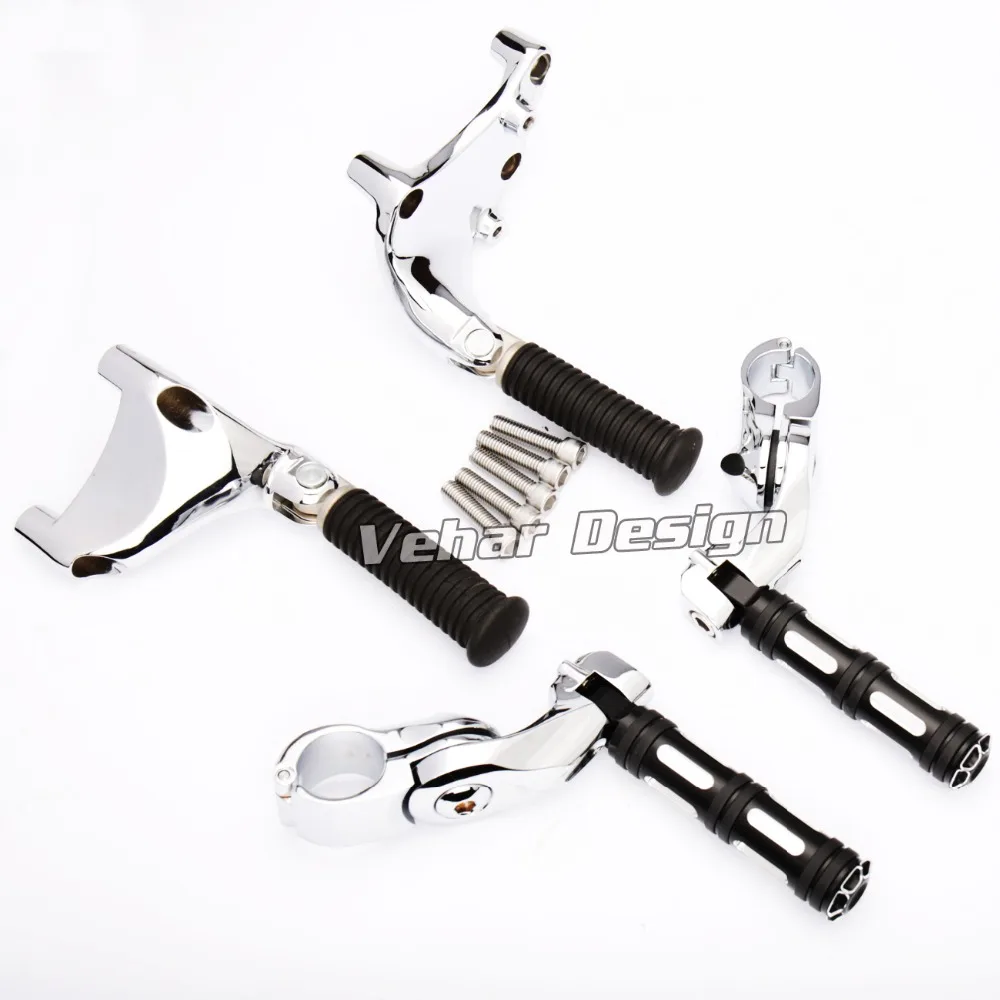 Angled Adjustable Highway Pegs Mount Kit With Rear Passenger Foot For