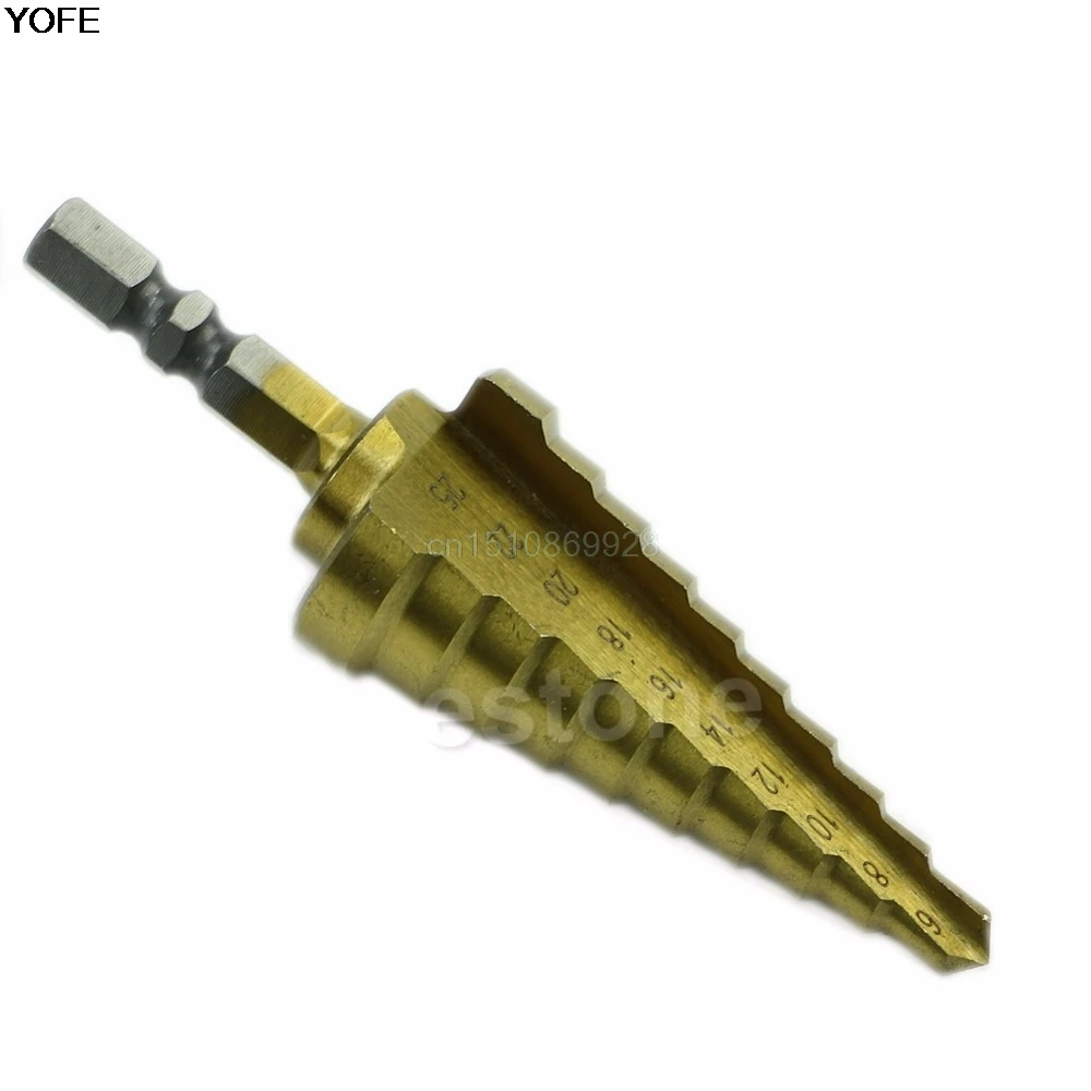 

Drill Bit 6mm to 25mm Steps HSS Holes Cutter Step Cone Drill Bit Hex Shank 1/4" New