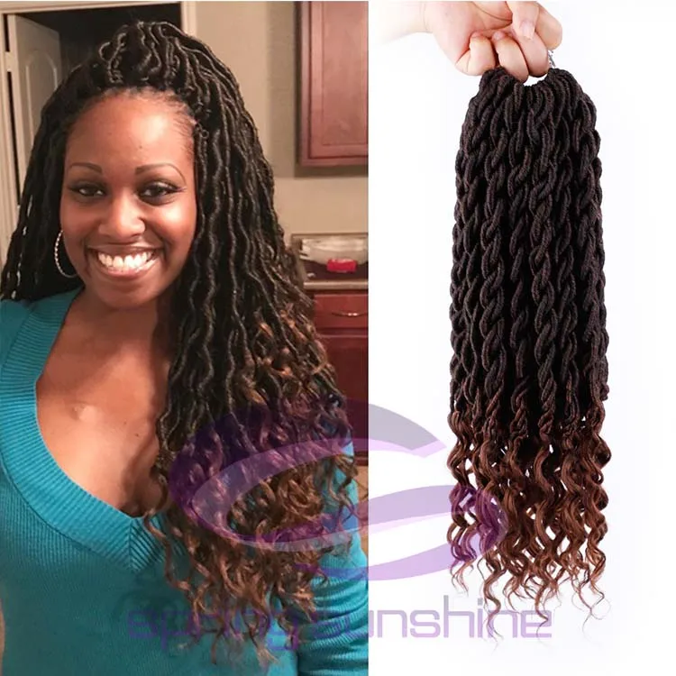 Элегантные Музы богемные вязанные косички Faux locs Curly вязанные волосы 18 дюймов 24 пряди Омбре косички для наращивания синтетические волосы